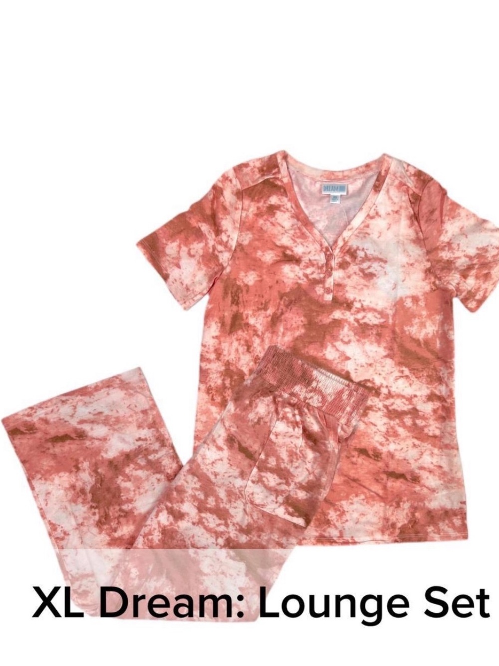 LuLaRoe Coral & White Tie-Dye Lounge Pajama Set
